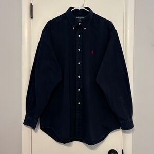 Ralph Lauren Polo Men's Classic Twill Button-Down Blake Shirt XL Navy Blue Logo
